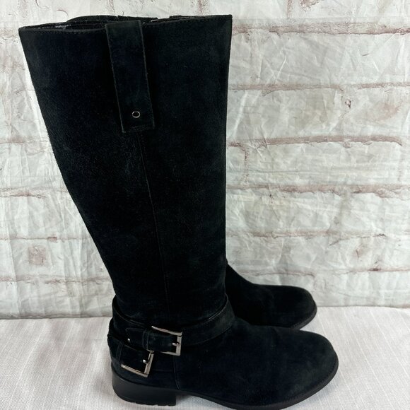 Clarks Shoes - Clarks Women's 8 M Black Suede Plaza Steer Buckle Tall Riding Zip Boots